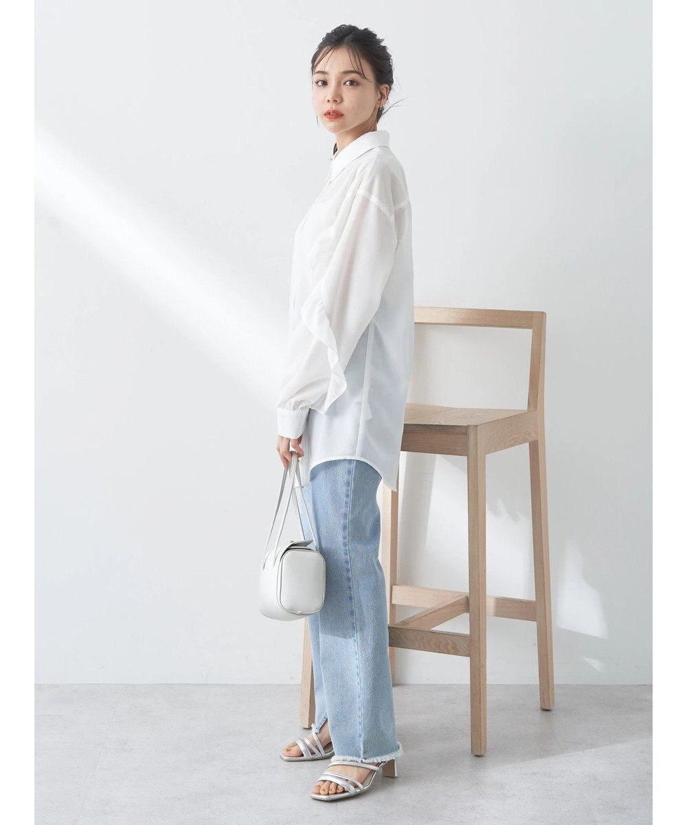 earth music&ecology フリルスリーブシャツ 