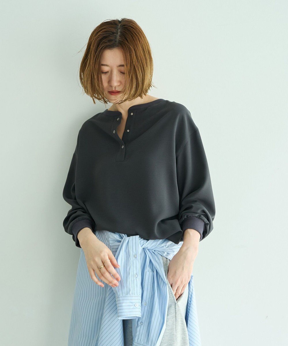 YECCA VECCA 2wayリブMIXジョーゼットブラウス 