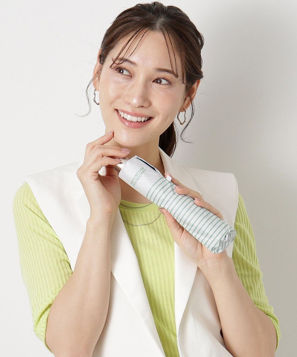 MOONBAT 【フワクール生地使用/軽量】MACKINTOSH PHILOSOPHY 遮光 晴雨兼用 折りたたみ日傘 ボーダー 