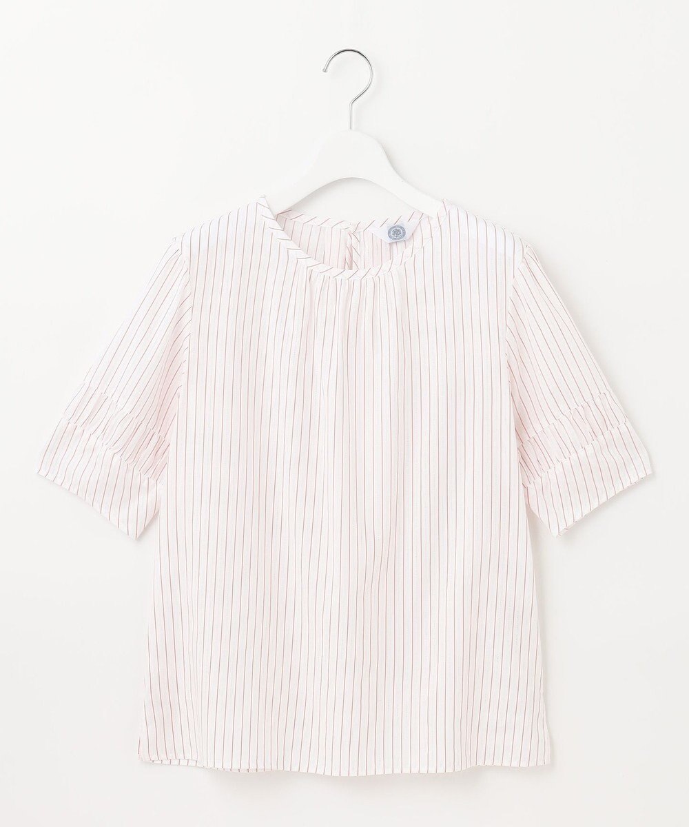 J.PRESS LADIES 【洗える】BEZ空羽ストライプ クルーネック ブラウス 