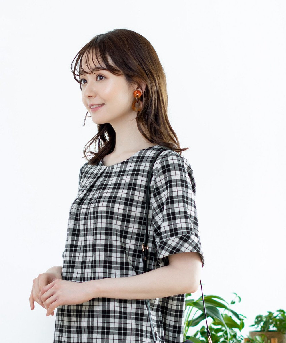 Tiaclasse L 【洗える】体型カバーも叶う幅広カフスチュニックブラウス 