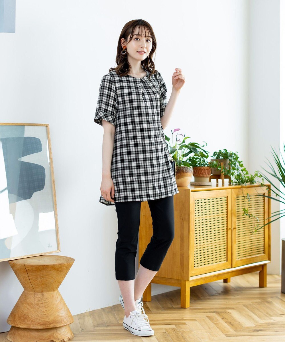 Tiaclasse L 【洗える】体型カバーも叶う幅広カフスチュニックブラウス 