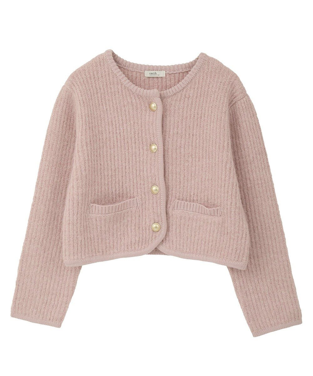earth music&ecology 【WEB限定】ゴールド釦ショートニットカーディガン 