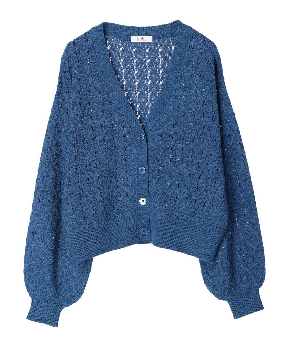 earth music&ecology 透かし編みテープヤーンカーディガン 
