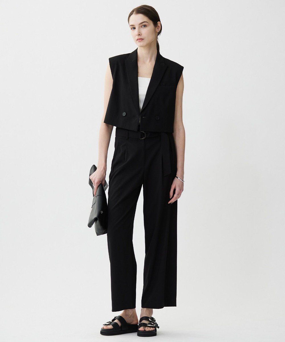 ICB 【接触冷感・UVカット・洗える】 T/Rドライリネン ワイドストレートパンツ 