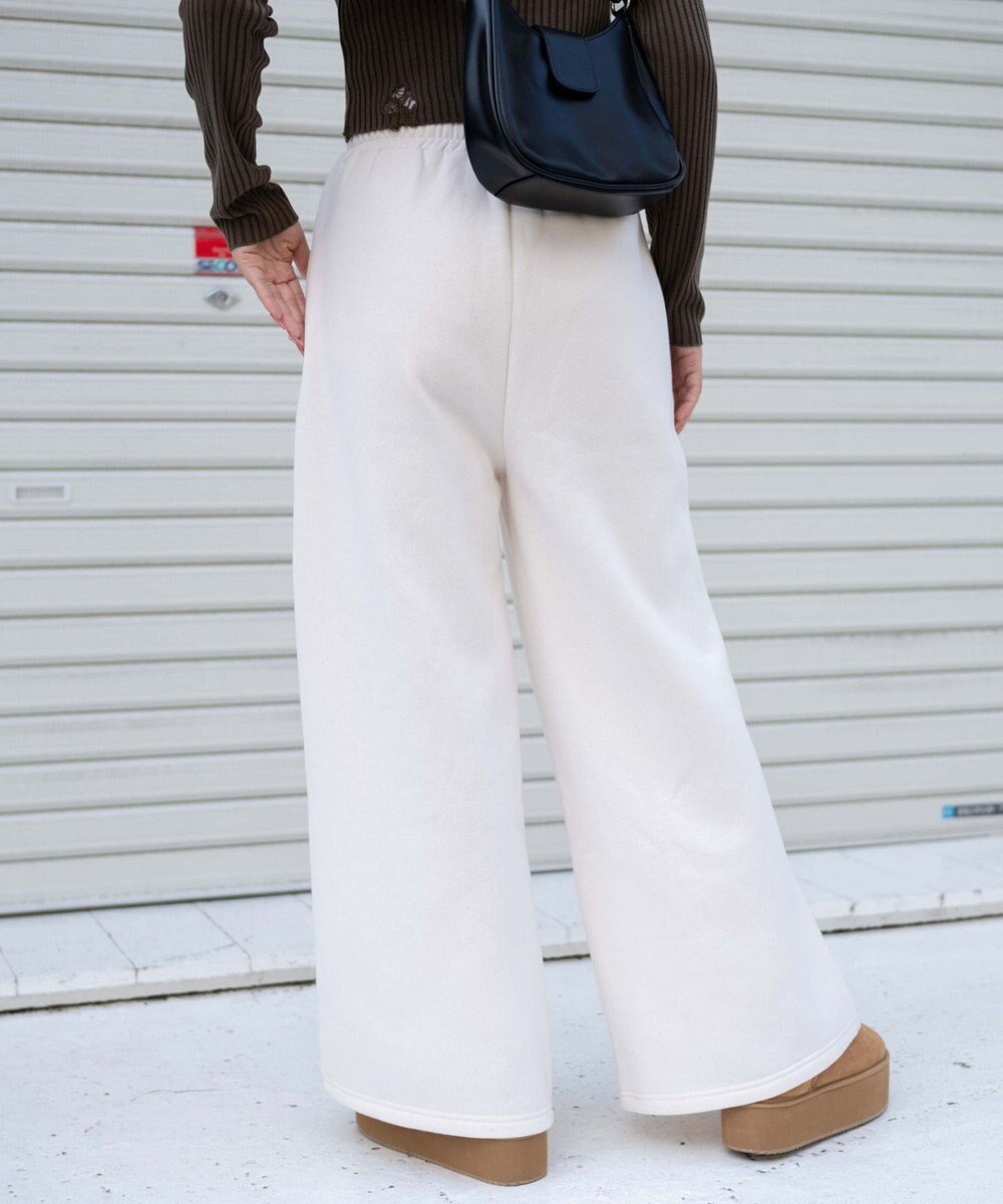 WEGO 【ウエストゴム】グラフィック刺繍裏起毛ワイドSWTパンツ 