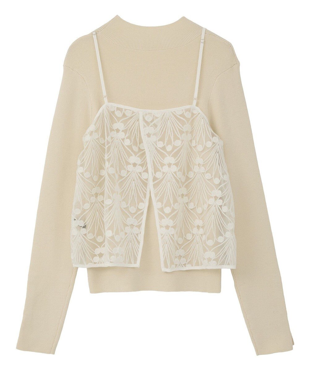 YECCA VECCA 【2点SET】刺繍レースキャミセットハイネックニット 