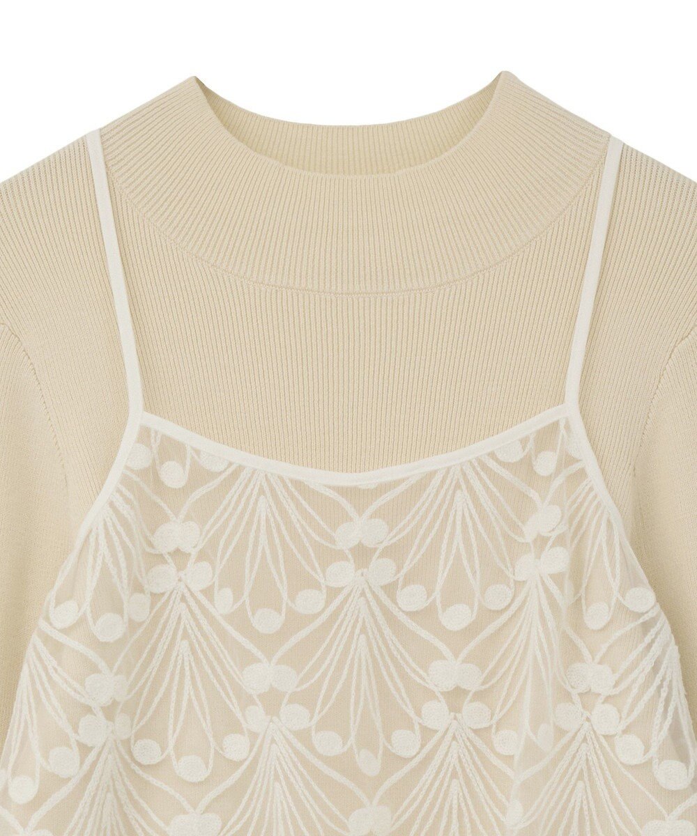 YECCA VECCA 【2点SET】刺繍レースキャミセットハイネックニット 