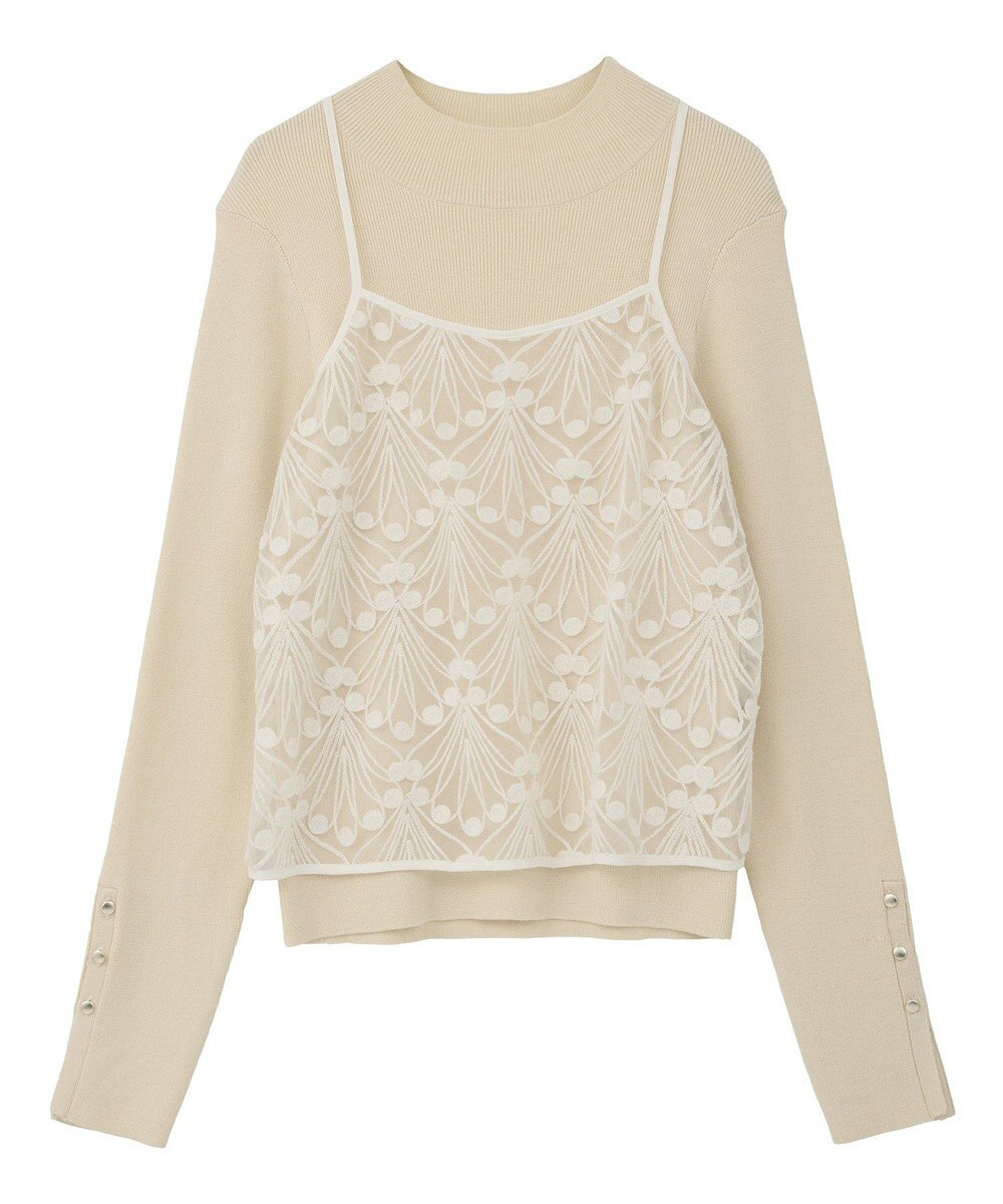 YECCA VECCA 【2点SET】刺繍レースキャミセットハイネックニット 