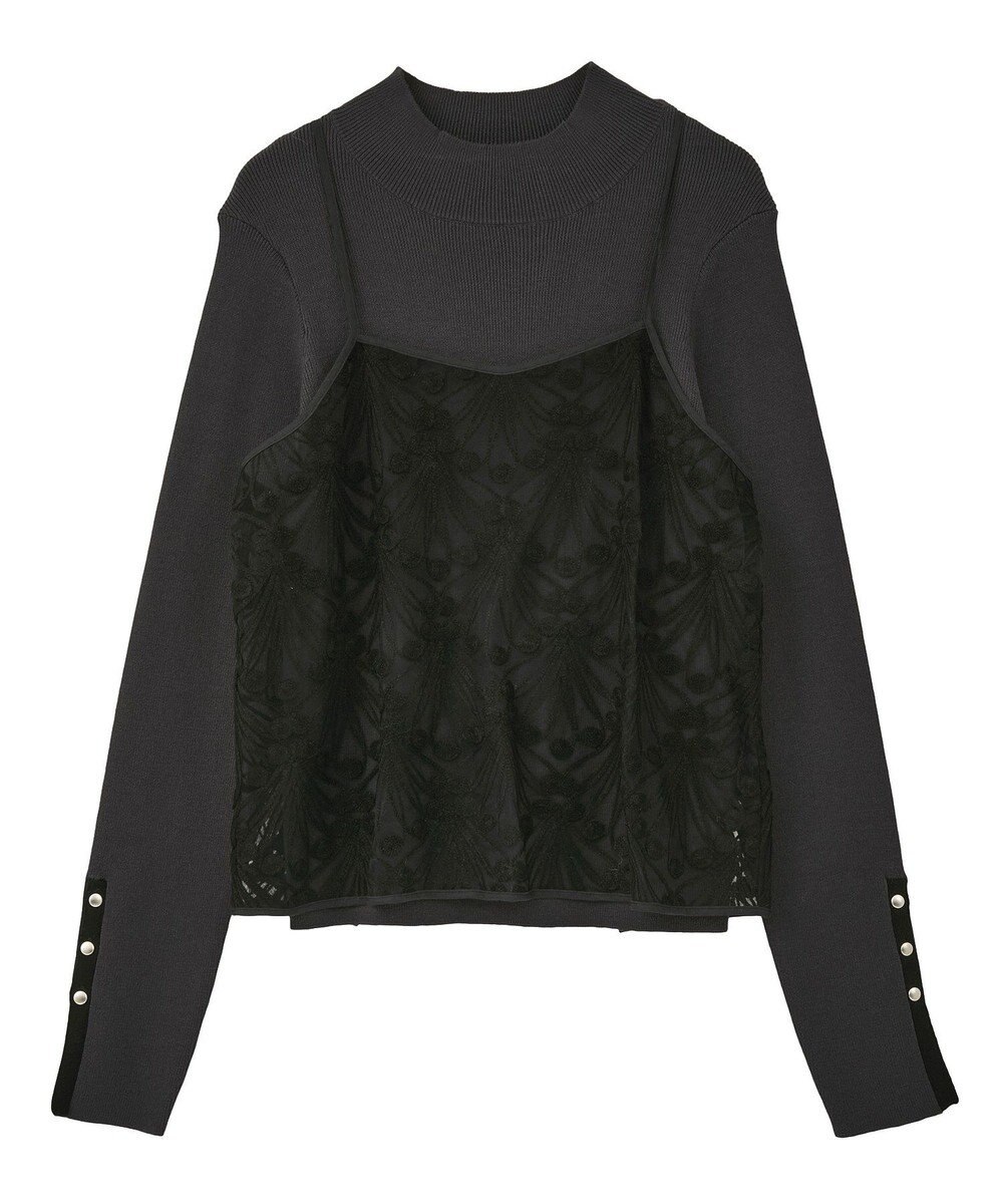 YECCA VECCA 【2点SET】刺繍レースキャミセットハイネックニット 