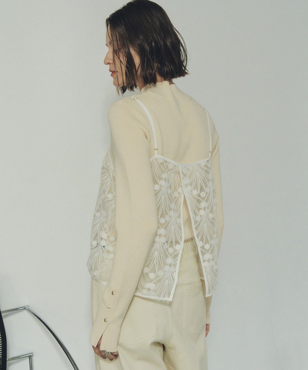 YECCA VECCA 【2点SET】刺繍レースキャミセットハイネックニット 