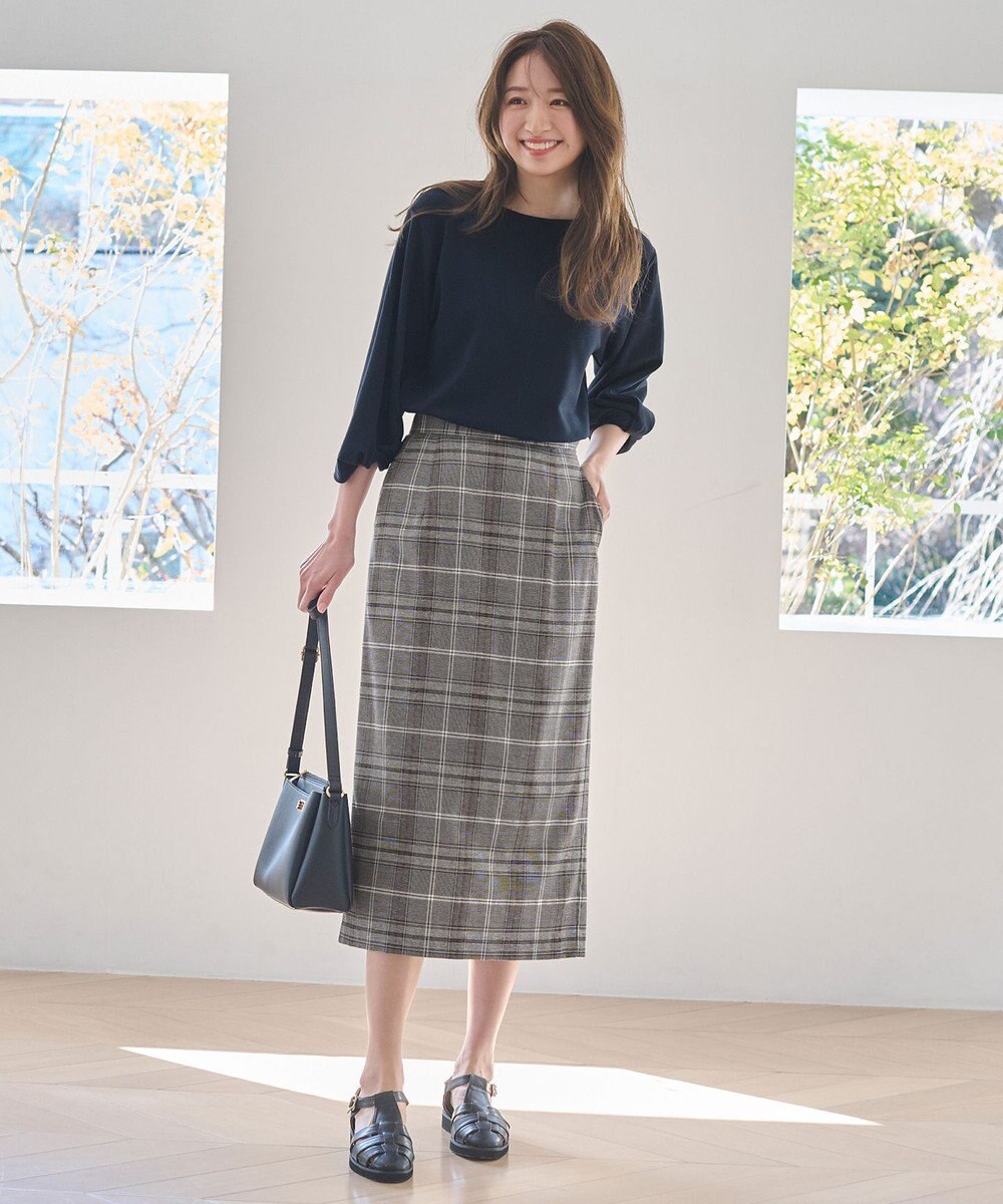 ANY 【ウエストゴム/ストレッチ】チェックタイトスカート 