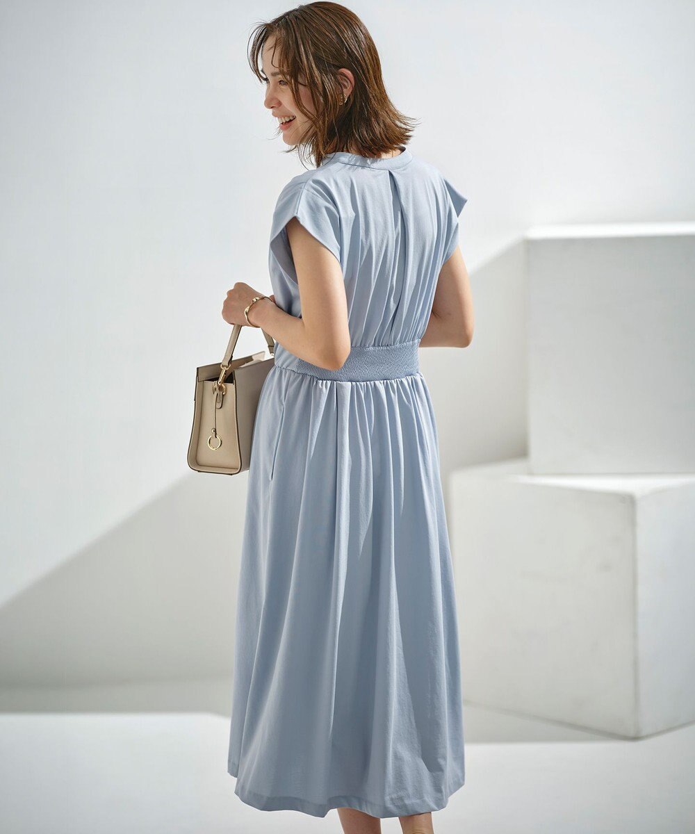 組曲 【洗える・WEB限定】プレーティング天竺 ドレープワンピース 