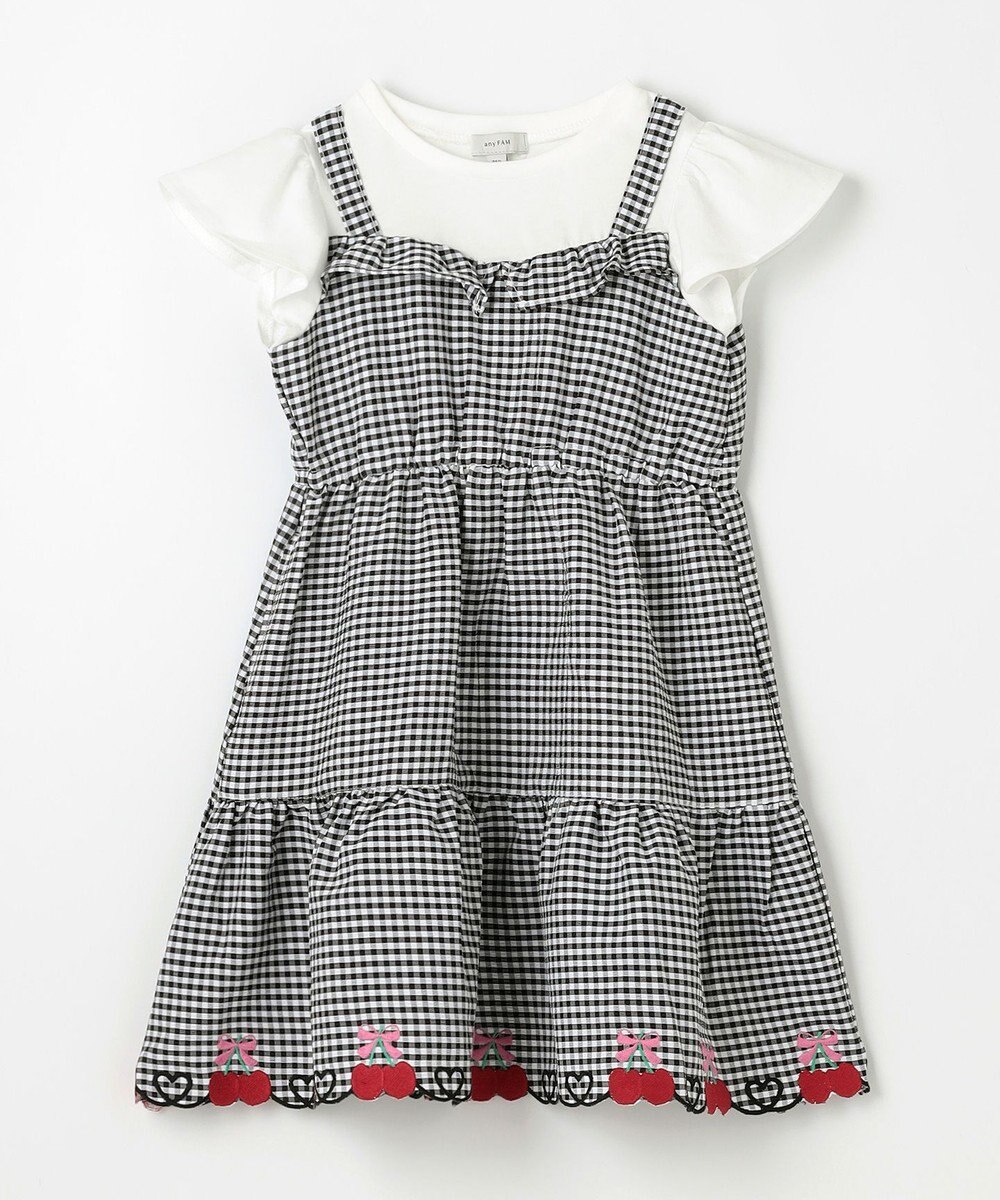 ANY KIDS ギンガム ドッキングワンピース 