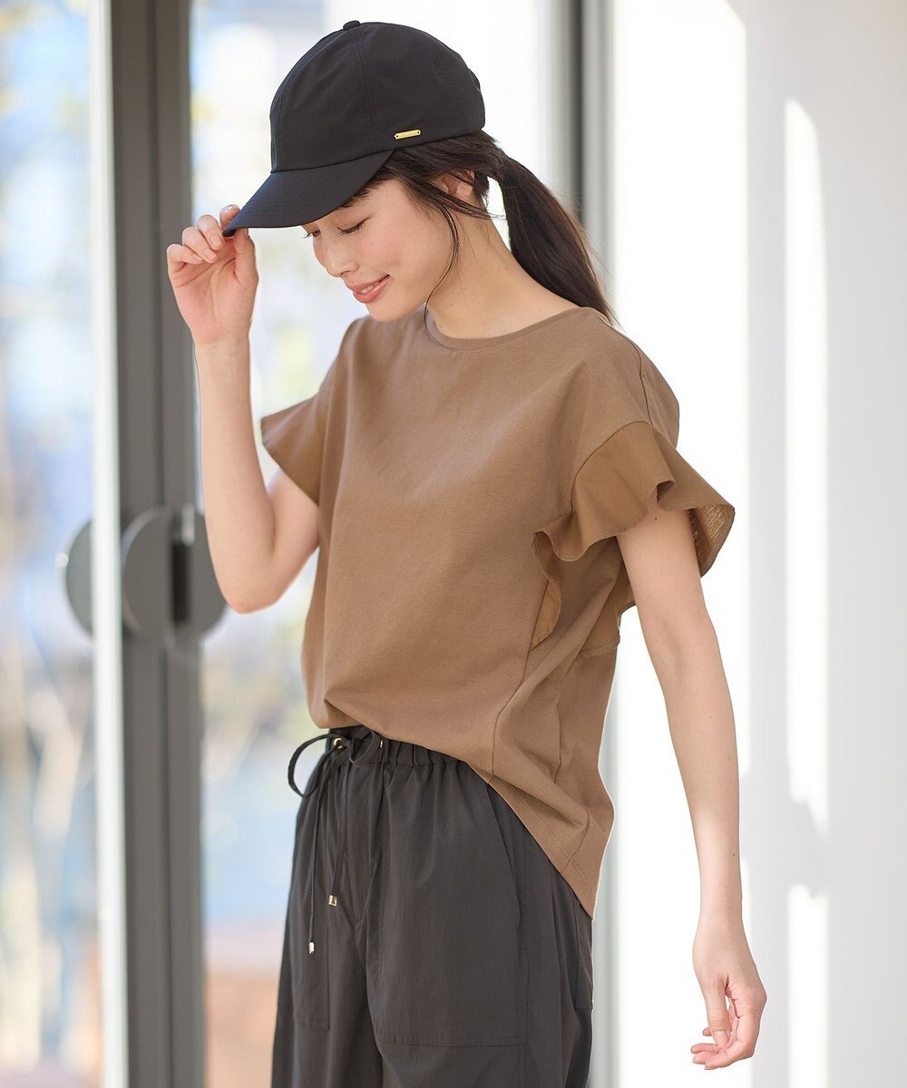 ANY 異素材コンビフリルスリーブプルオーバー 