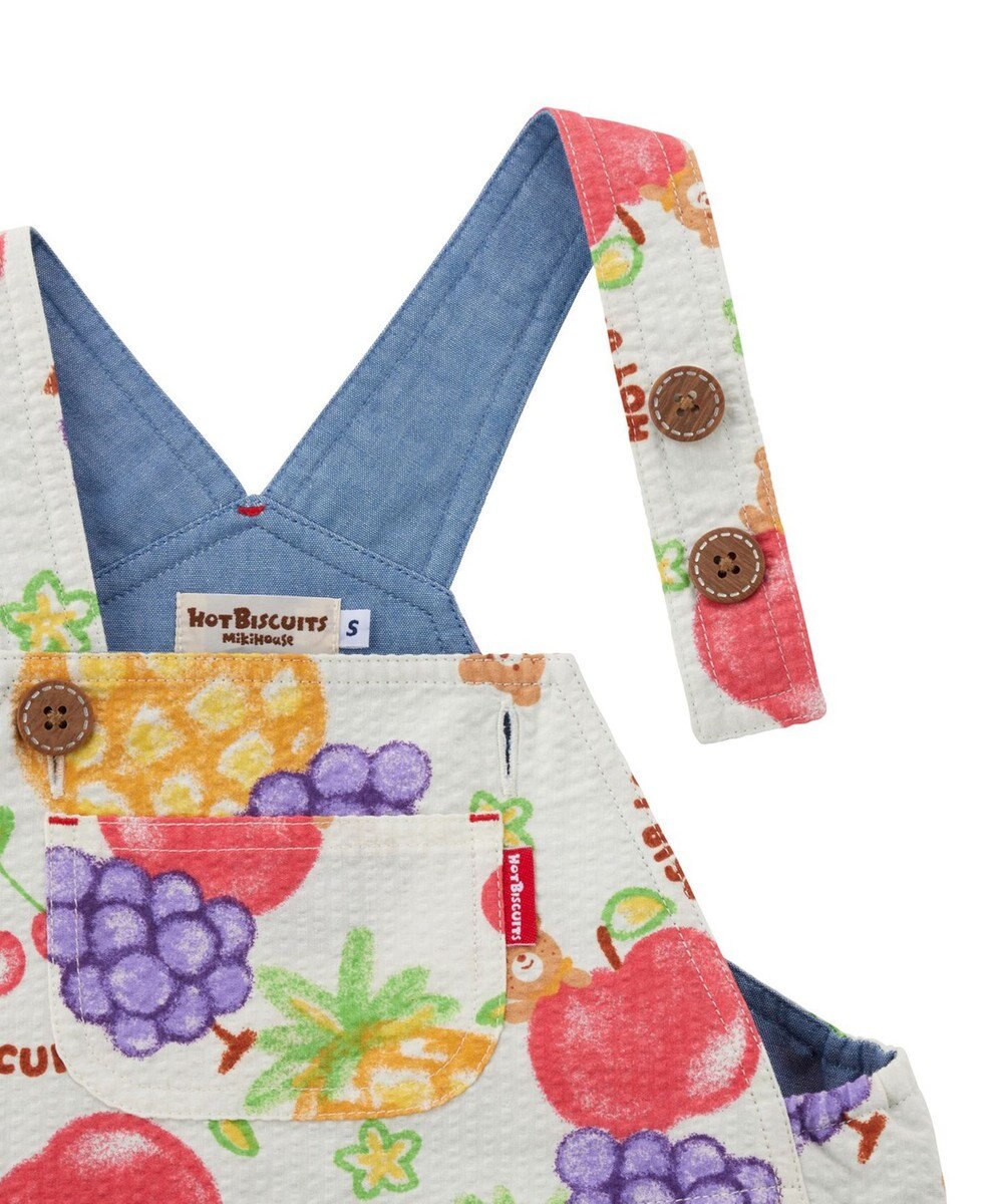MIKI HOUSE HOT BISCUITS 【ビーンズ×フルーツシリーズ】【70-110cm】5分丈オーバーオール 