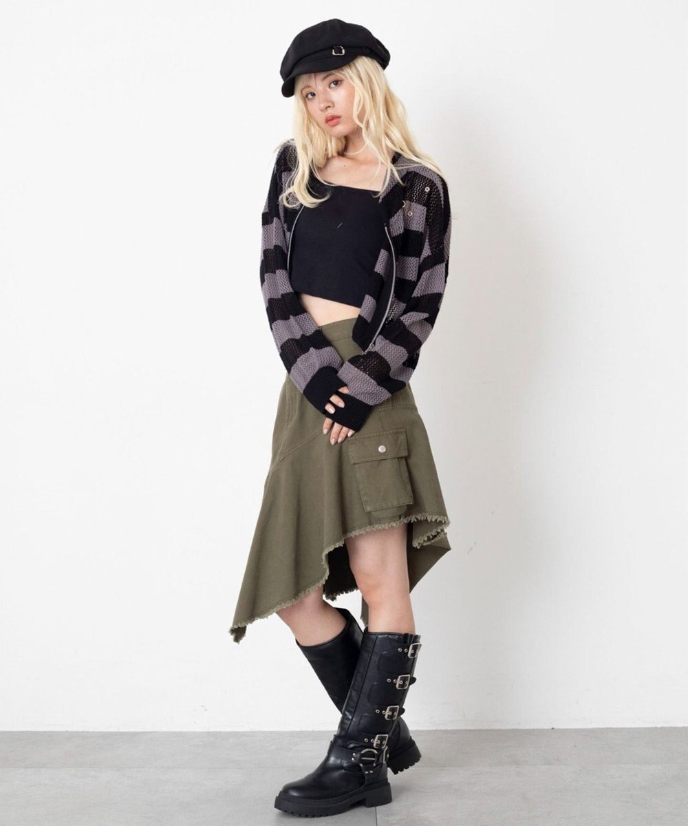 WEGO ハトメメッシュニットショートパーカー 