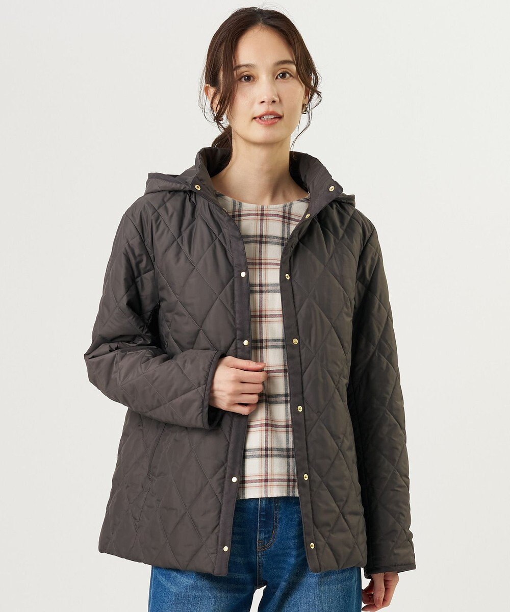 J.PRESS LADIES L 【WEB限定カラーあり】コンパクトタフタキルティング フーデッド コート 