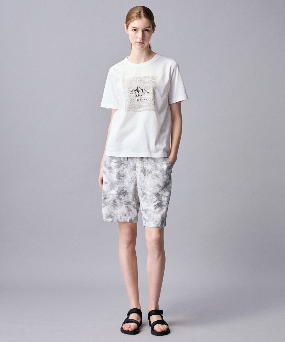JOSEPH ABBOUD MOUNTAIN 【ゆったり】プレーティング天竺 リーフプリントアウトドア Tシャツ 