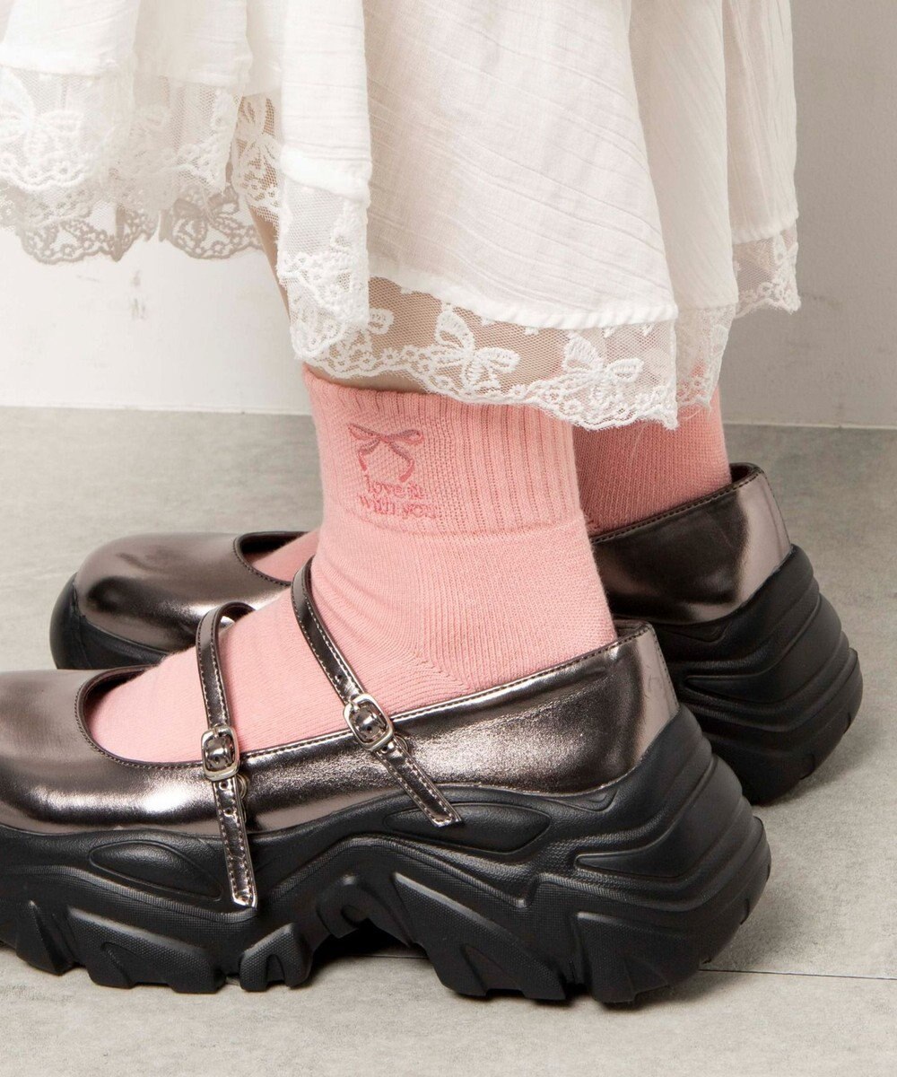 WEGO モチーフ刺繍アンクルソックス 