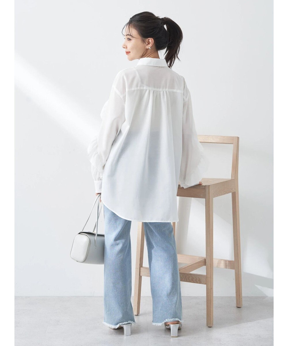 earth music&ecology フリルスリーブシャツ 