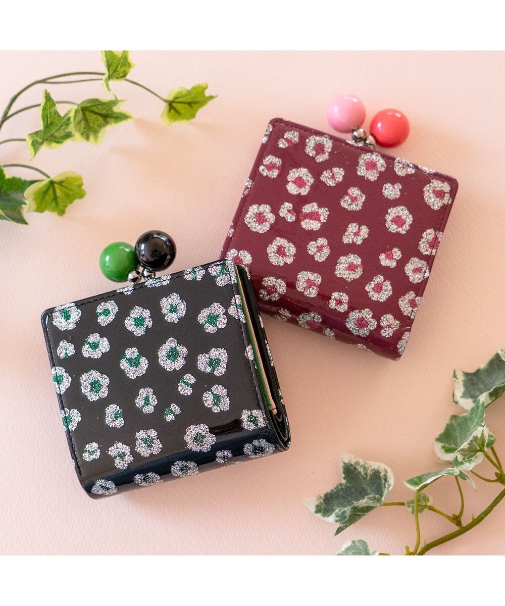 tsumori chisato CARRY グリッターフラワー がま口 ミニ財布 