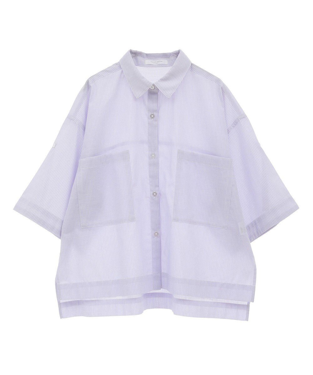 Green Parks 綿麻混５分袖ターンバックシャツ 