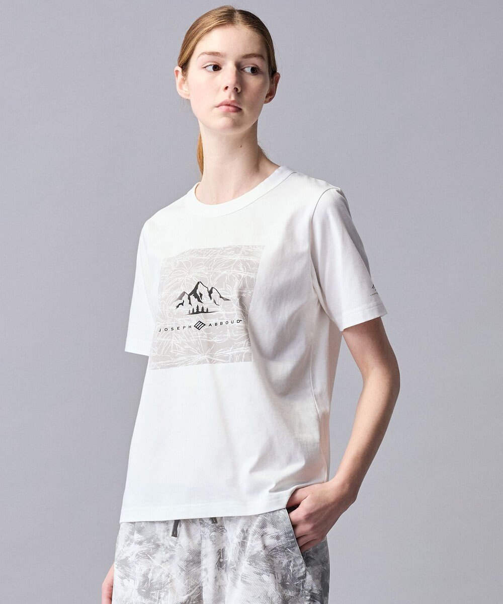 JOSEPH ABBOUD MOUNTAIN 【ゆったり】プレーティング天竺 リーフプリントアウトドア Tシャツ 