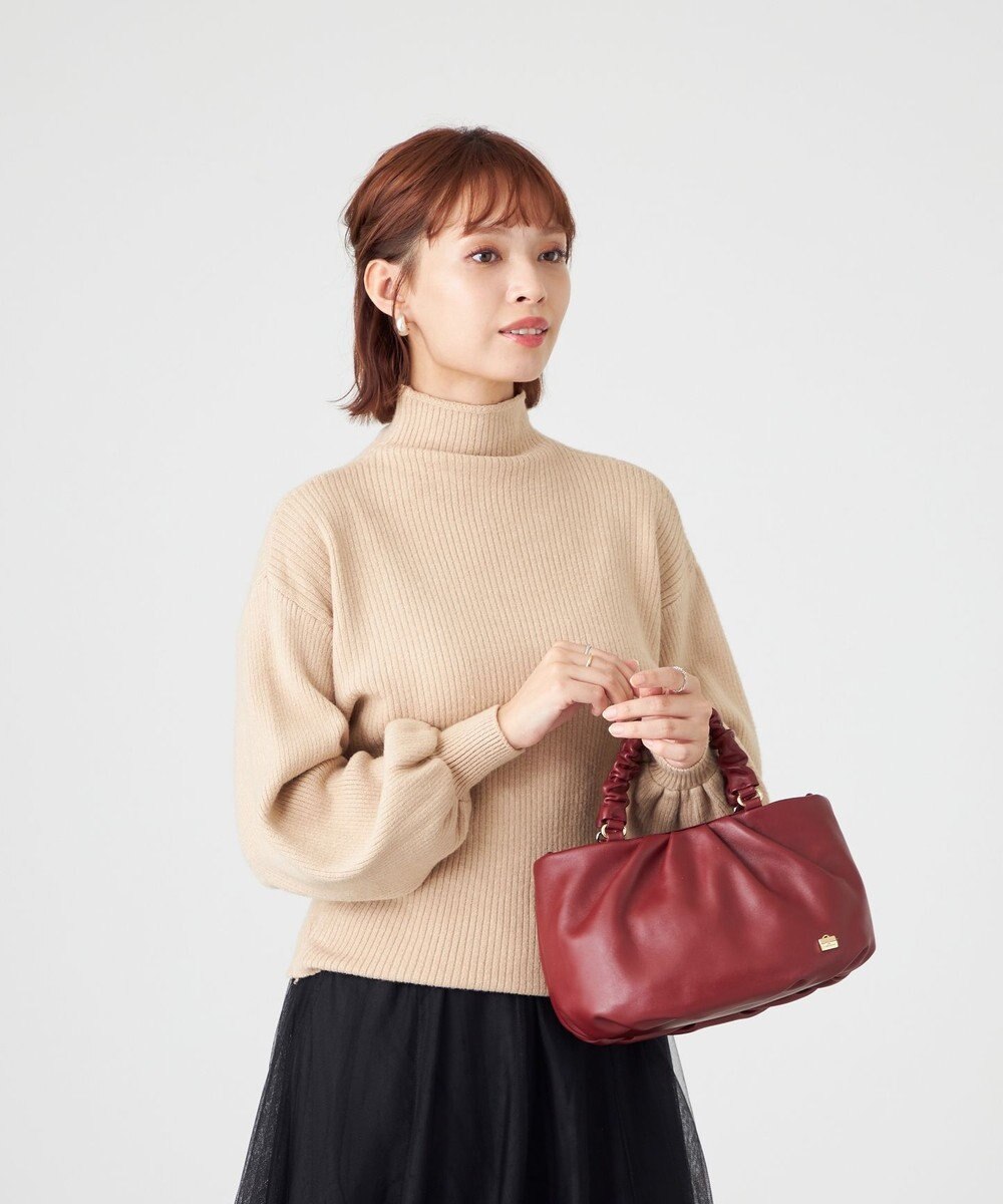 LA BAGAGERIE シープレザー ギャザーハンドル2wayラウンドトートバッグ 