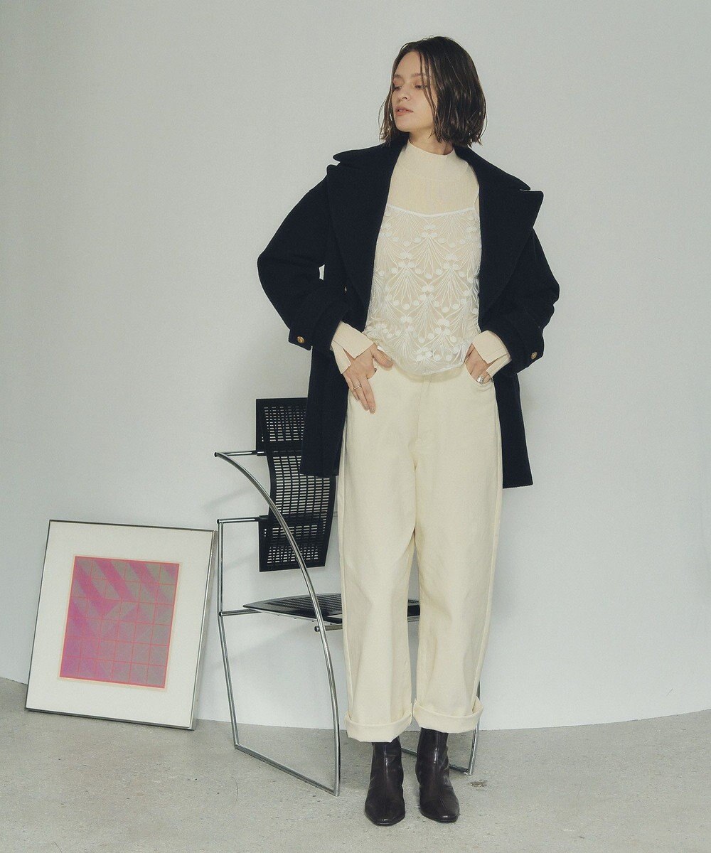 YECCA VECCA 【2点SET】刺繍レースキャミセットハイネックニット 