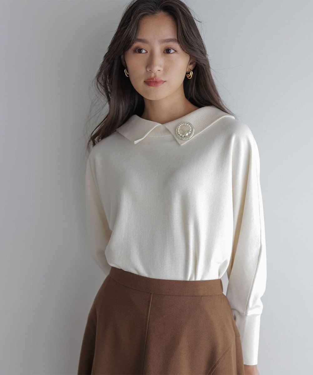 組曲 S 【加藤ローサさん着用 / 前後着用可】スムースストレッチロールネック ニット 