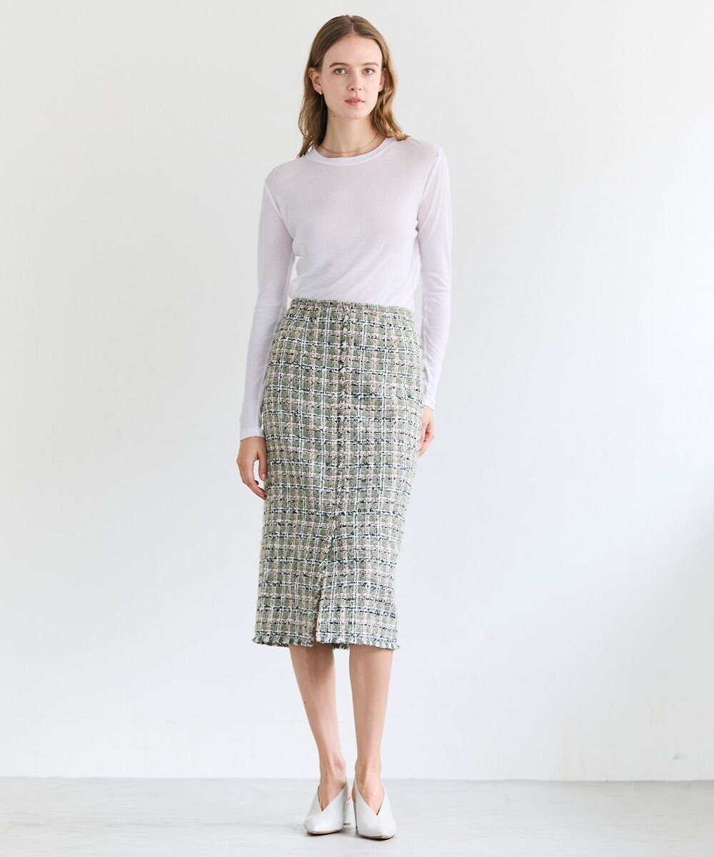 BEIGE， BERYL / ファンシーツイード Iラインスカート 