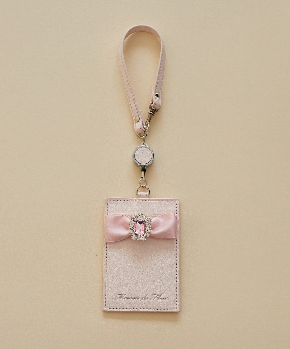 Maison de FLEUR リール付きビジューリボンパスケース 