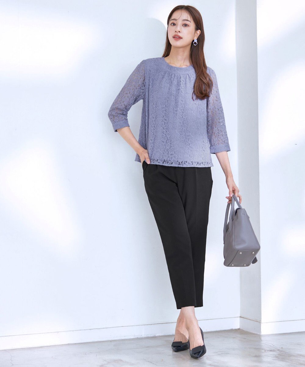 Tiaclasse 【洗える】ギャザーネックレースブラウス 