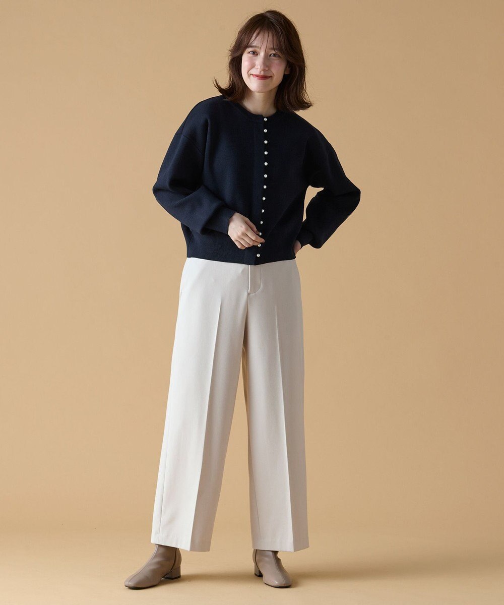 ANY L 【前後着用可能/洗濯機可】２WAYパールニットカーディガン 