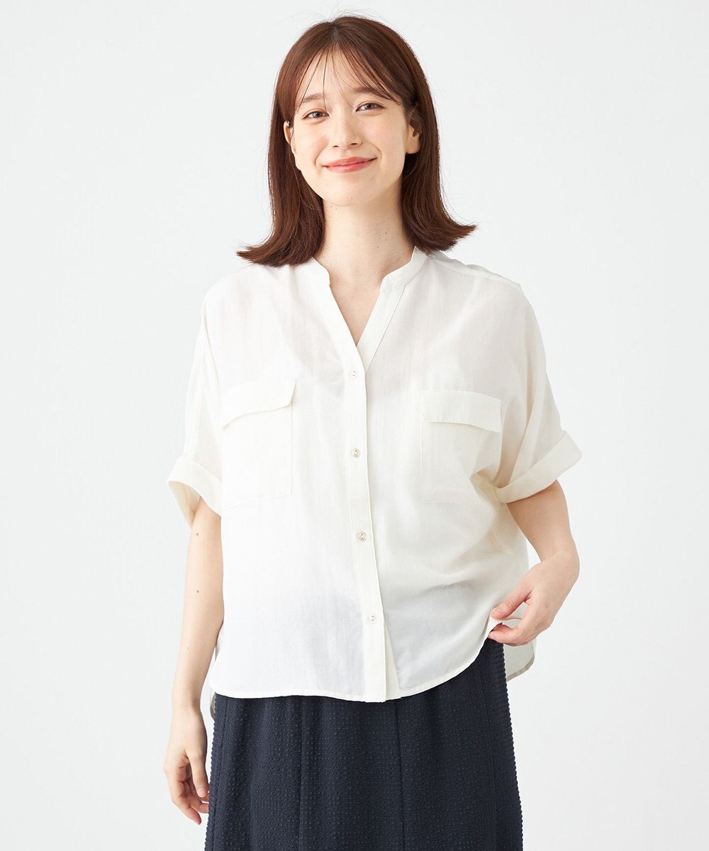 SHARE PARK LADIES 【洗える】ドルマンスリーブサテンシャツ 