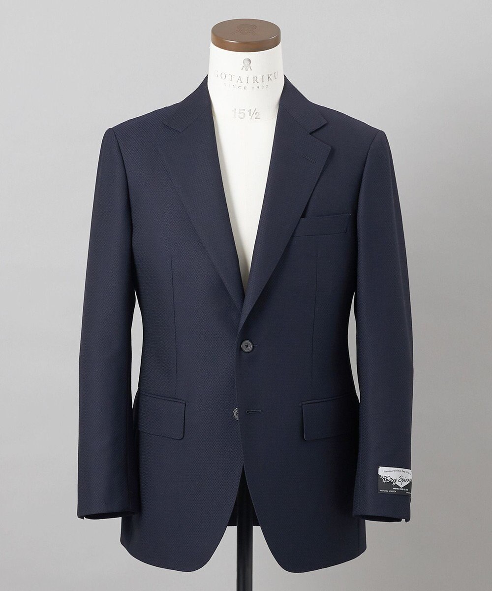 GOTAIRIKU 【御幸毛織】ドライスピナーツイルストレッチスーツ_ネイビー格子 