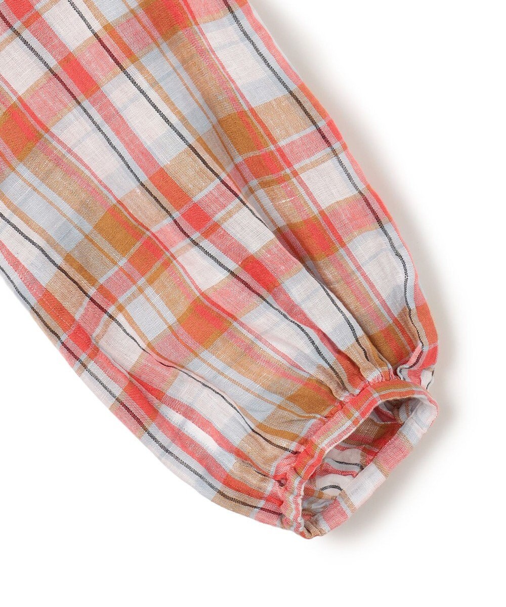 23区 【先行予約】LIBECOリネン チェック ボリュームスリーブ ブラウス 