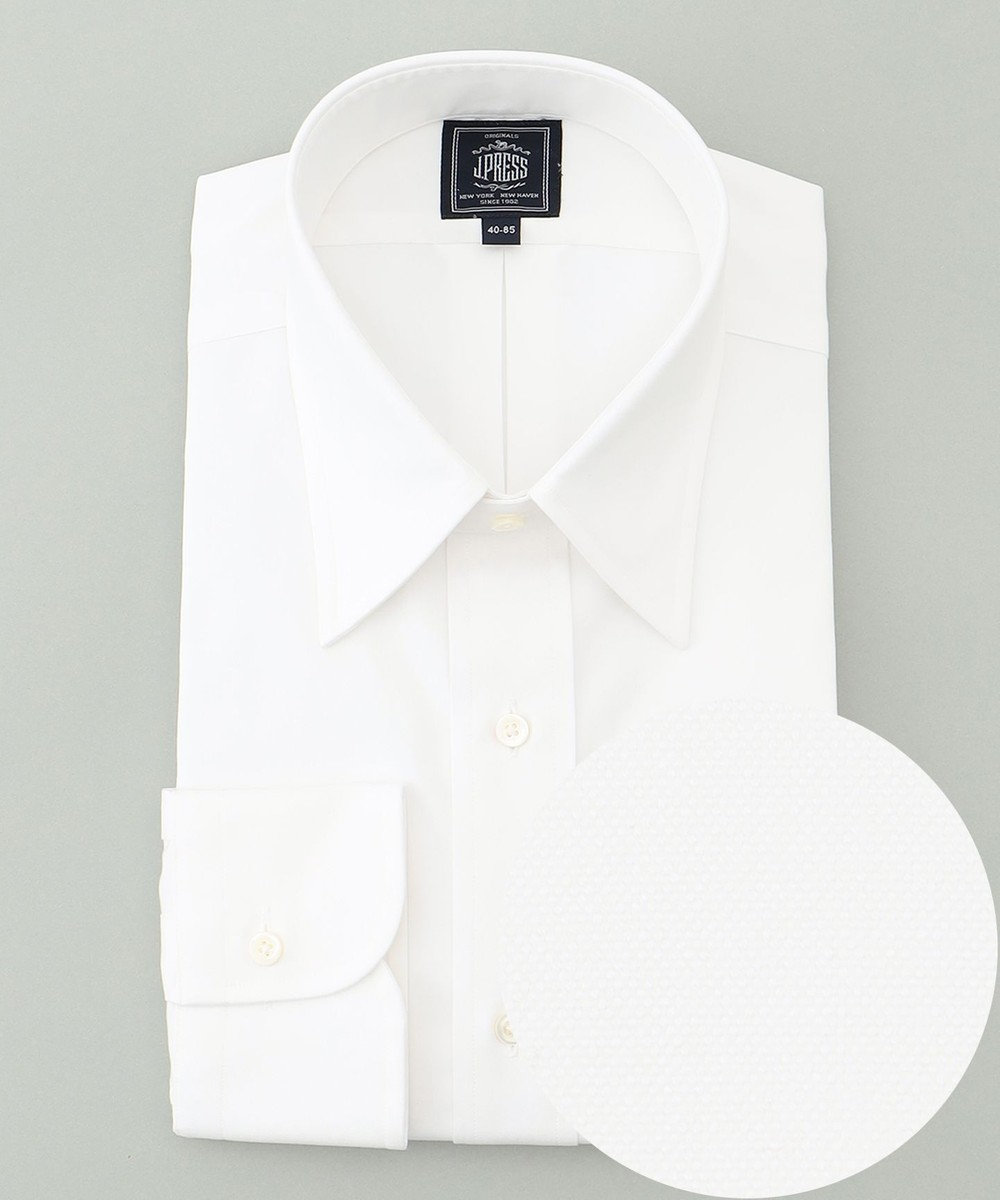 J.PRESS MEN 【PREMIUM PLEATS / 形態安定】ピンオックス ドレスシャツ / レギュラー ホワイト系