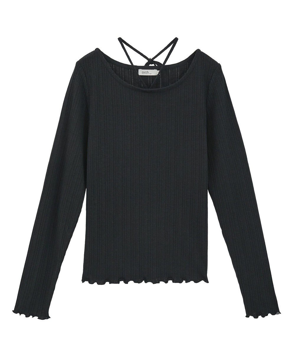 earth music&ecology チェーンリブホルターネックプルオーバー 