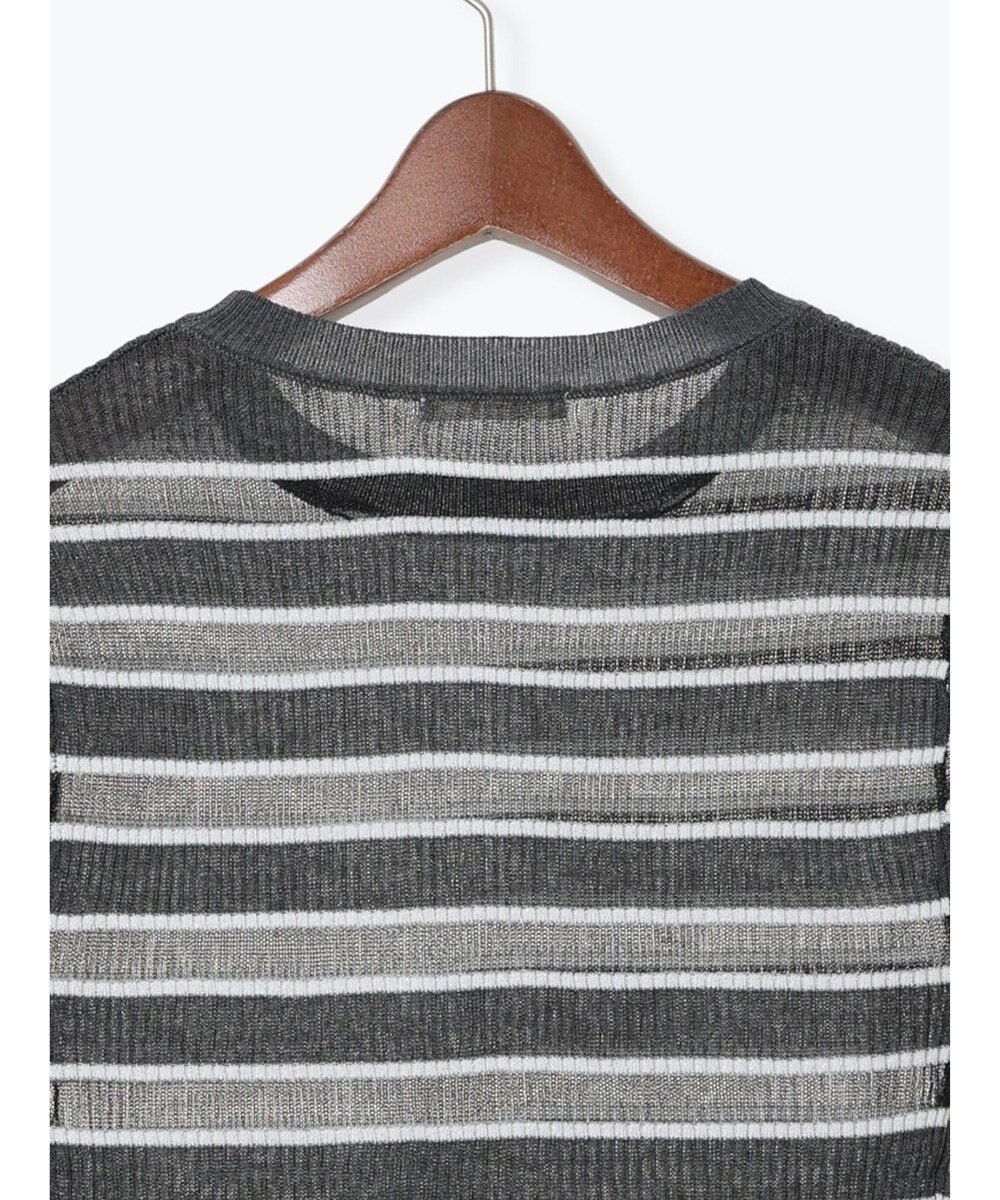 Te chichi シアーマルチボーダーハーフスリーブニット 