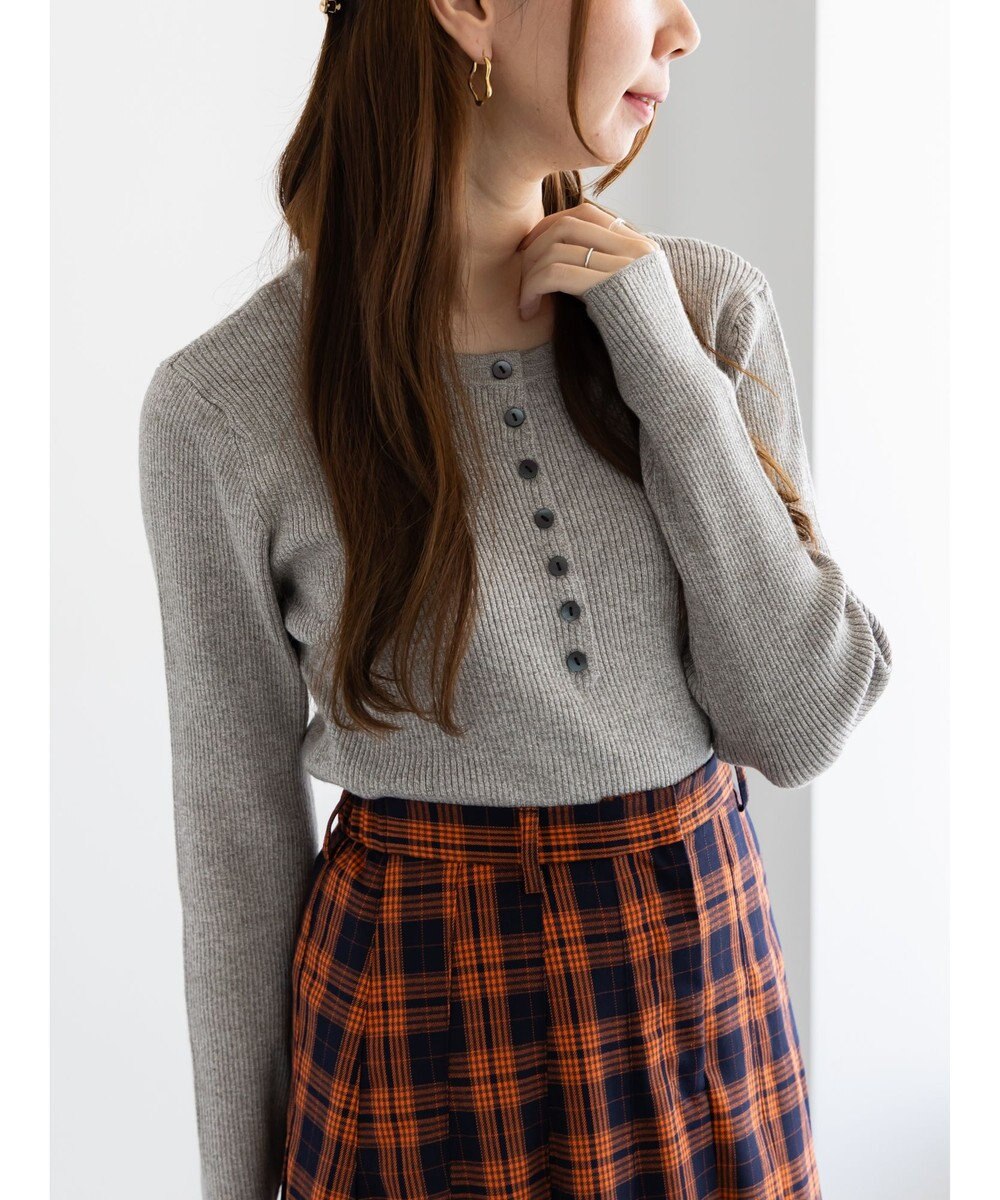 Te chichi ヘンリーネックマーブルニット 