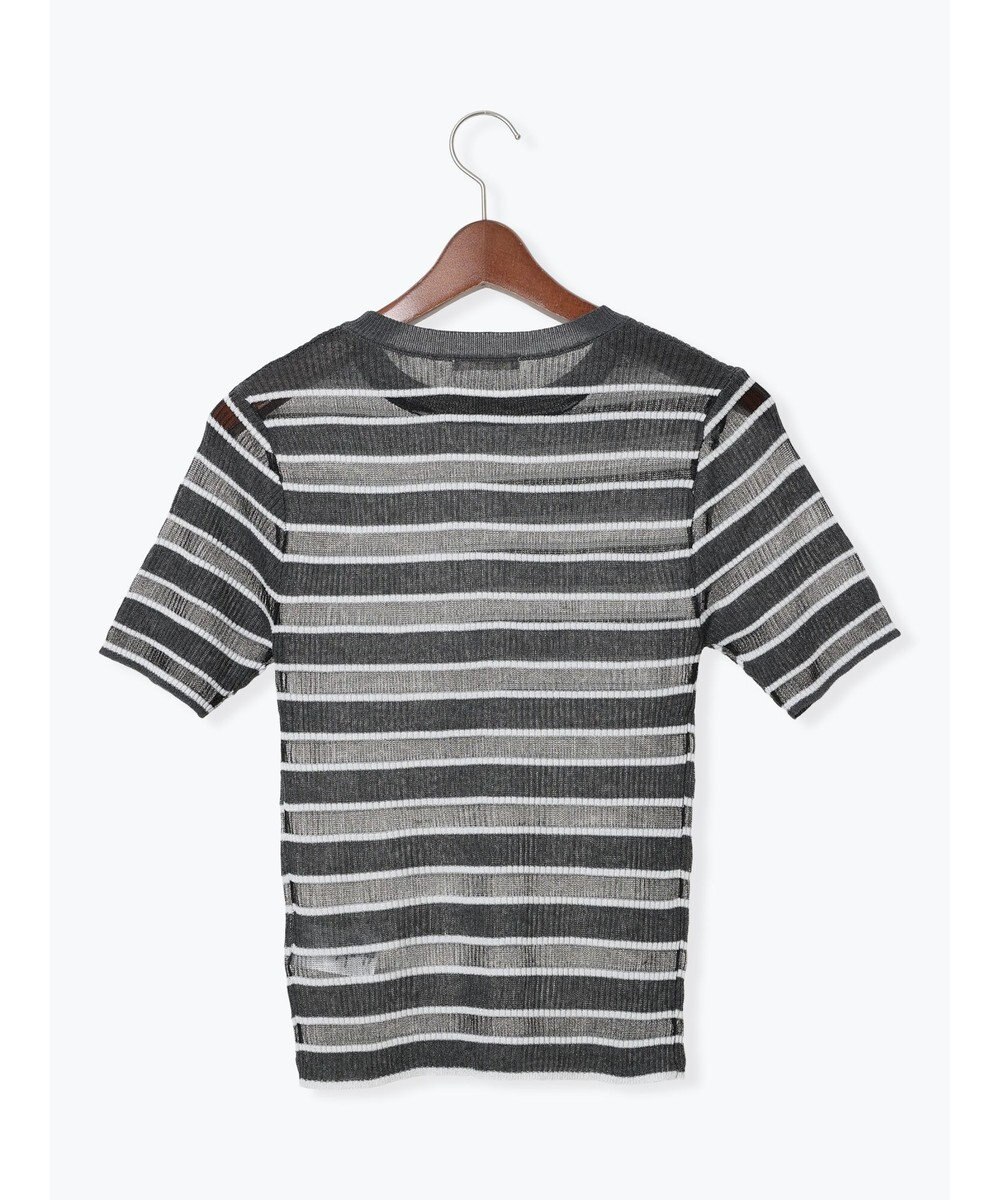 Te chichi シアーマルチボーダーハーフスリーブニット 