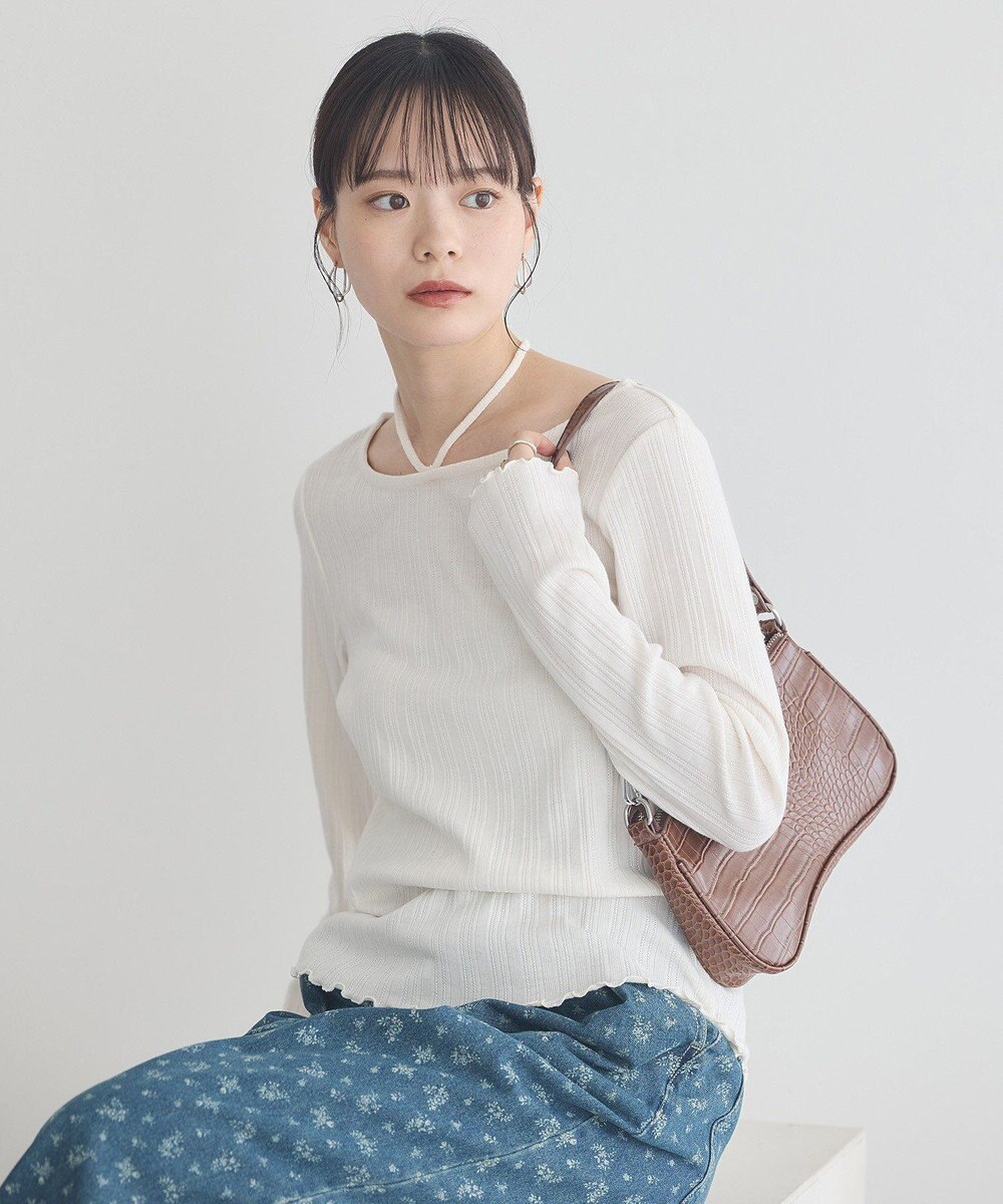 earth music&ecology チェーンリブホルターネックプルオーバー 