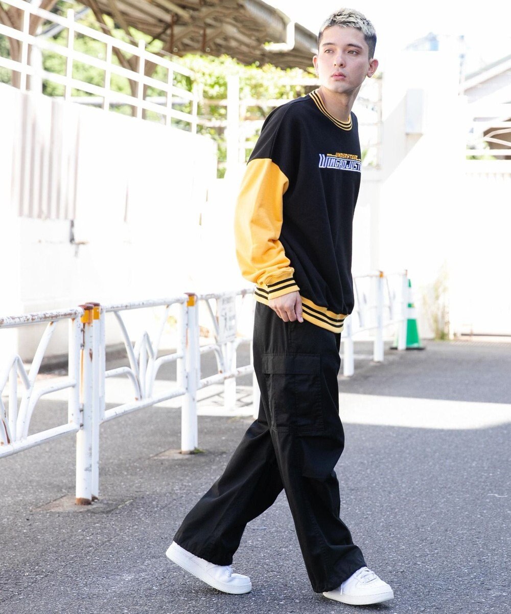 WEGO ヘビーウエイト刺繍バイカラープルオーバー 