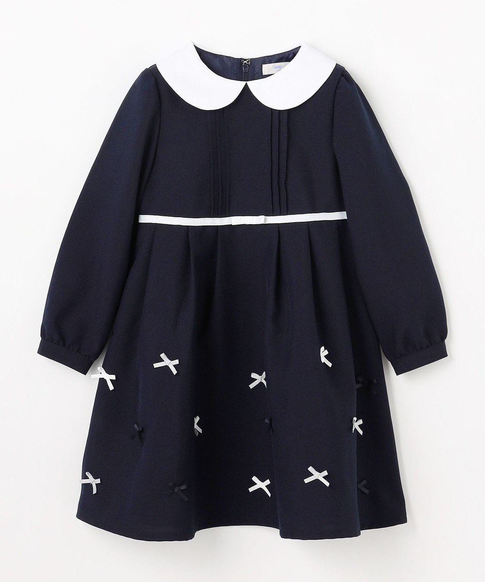 ANY KIDS 襟付き リボン 長袖ワンピース 