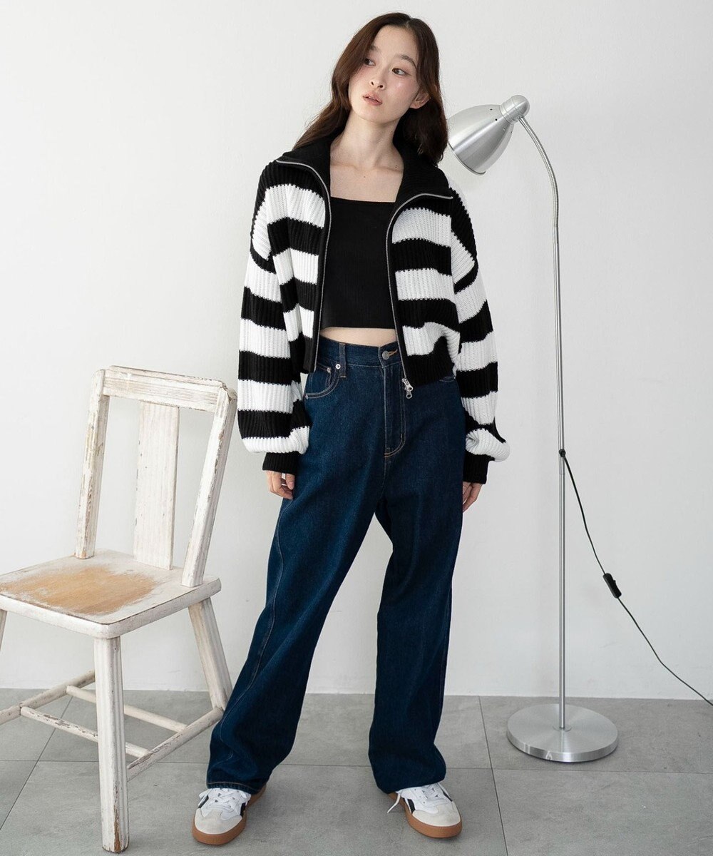 WEGO ダブルジップショートニットブルゾン 