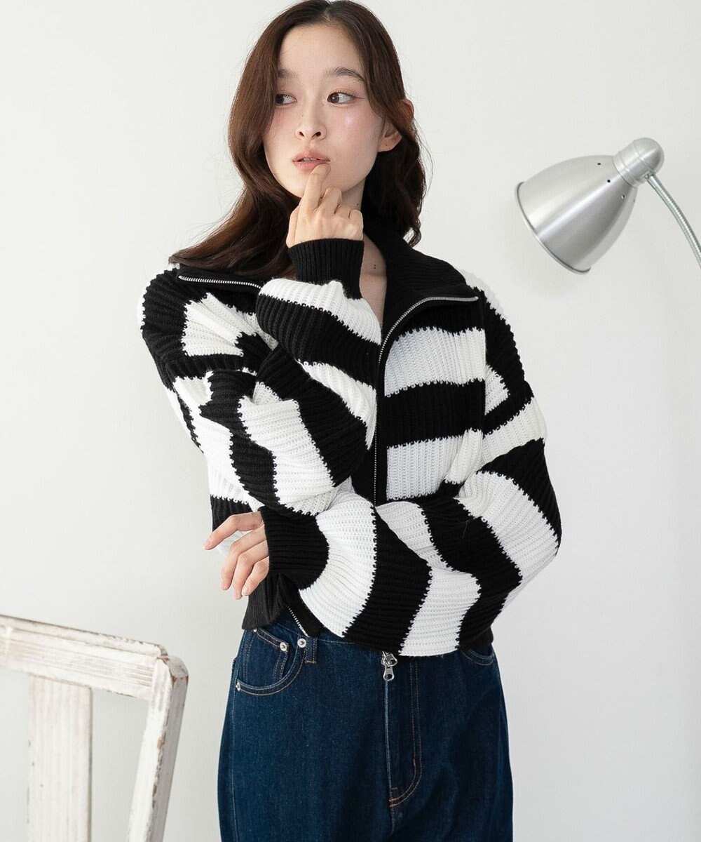 WEGO ダブルジップショートニットブルゾン 