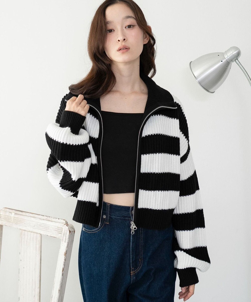 WEGO ダブルジップショートニットブルゾン 