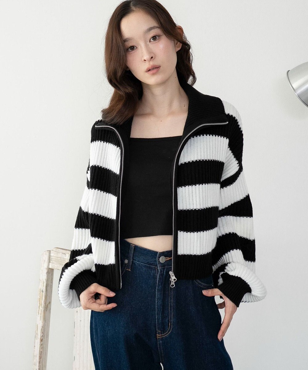 WEGO ダブルジップショートニットブルゾン 